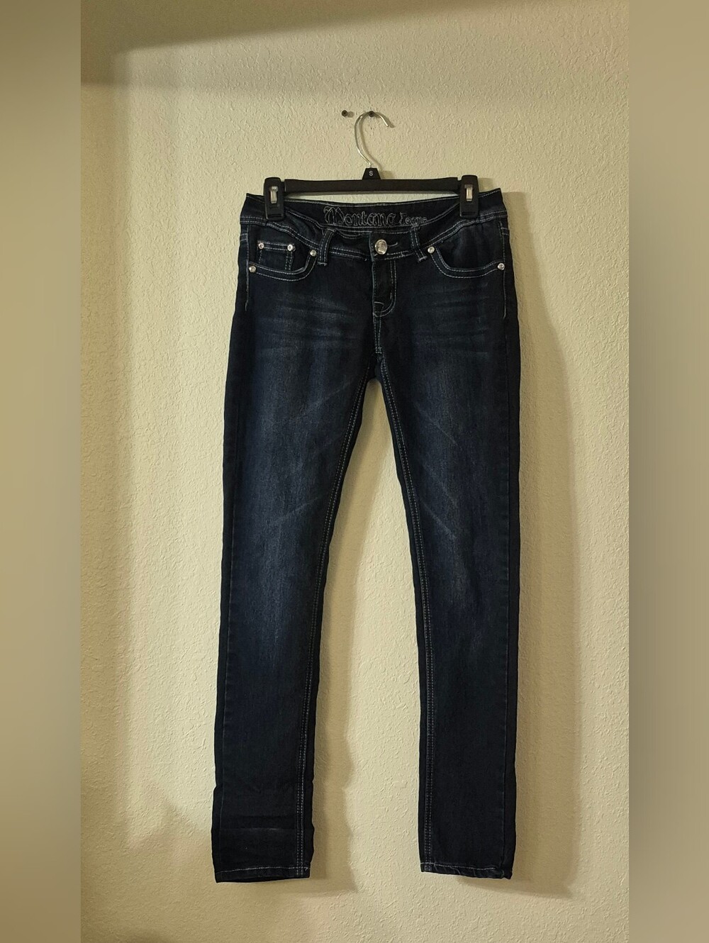 Slim Dark Wash Skinny Jeans for Women - Navy Blue
